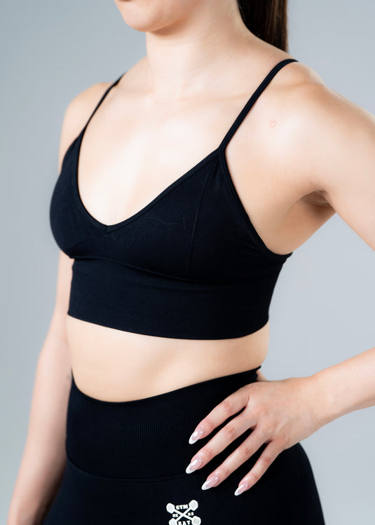 Women Seamless Knitted Classic Bra Black