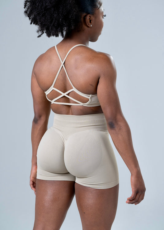 Women Scrunch Butt Lift Shorts Beige