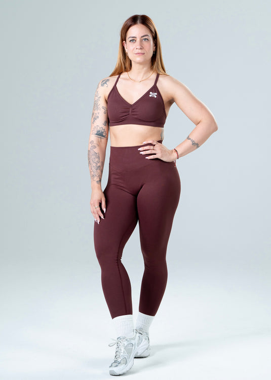 Women Seamless High-Waist Scrunch Leggings Dark Red