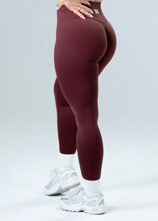 Women Seamless High-Waist Scrunch Leggings Dark Red