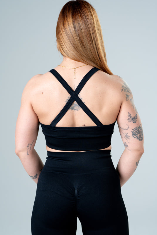 Women Seamless Sculpt Cross Bra Black
