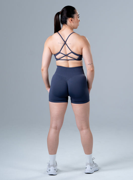 Women Seamless Knitted Cross-Back Bra Grey