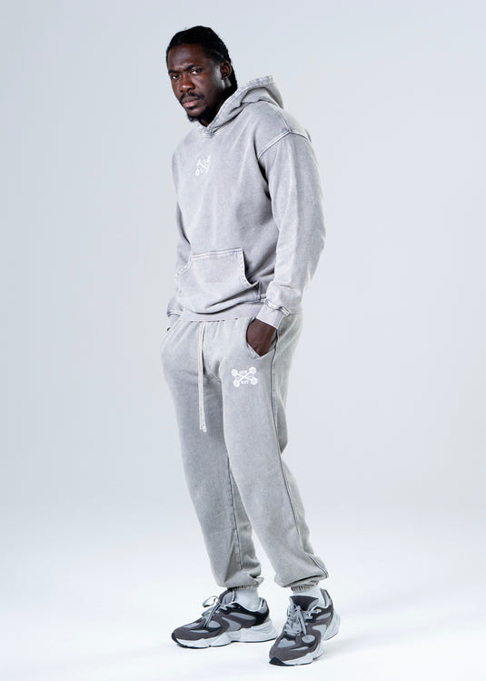 Men Oversized Heavyweight Vintage Hoodie Light Gray