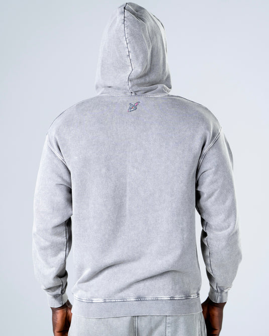 Men Oversized Heavyweight Vintage Hoodie Light Gray