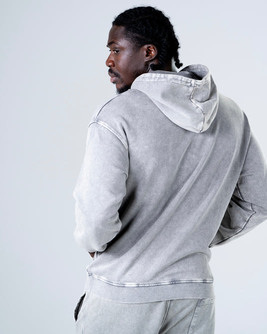 Men Oversized Heavyweight Vintage Hoodie Light Gray