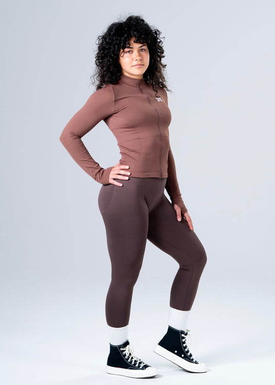 Women Perfomance Seamless Jacket Brown