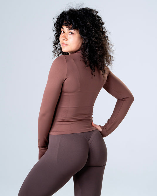 Women Perfomance Seamless Jacket Brown