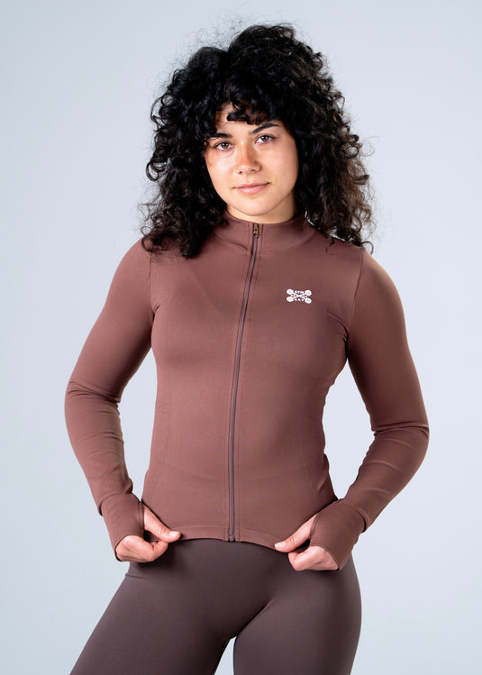 Women Perfomance Seamless Jacket Brown