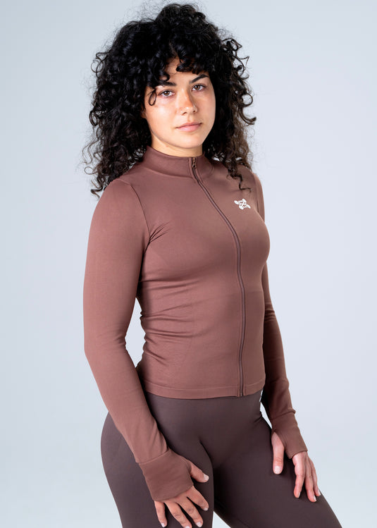 Women Perfomance Seamless Jacket Brown