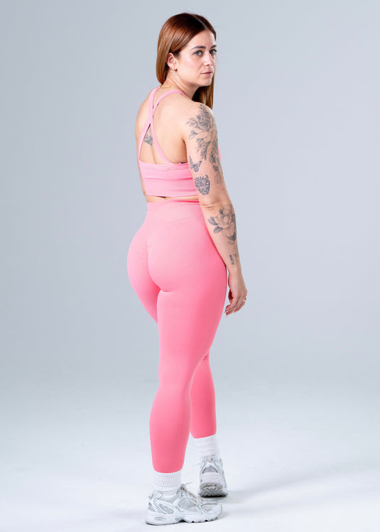 Women Seamless Sculpt Scrunch Leggings Pink