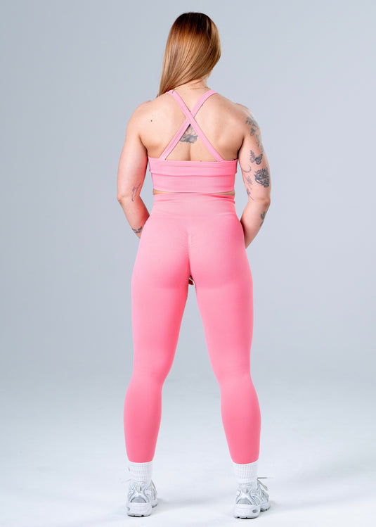 Women Seamless Sculpt Scrunch Leggings Pink