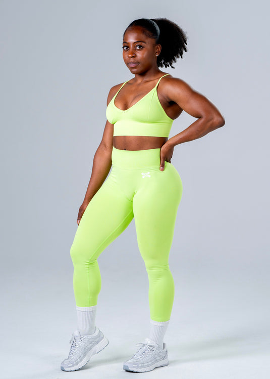 Women Seamless Knitted Classic Bra Volt Green