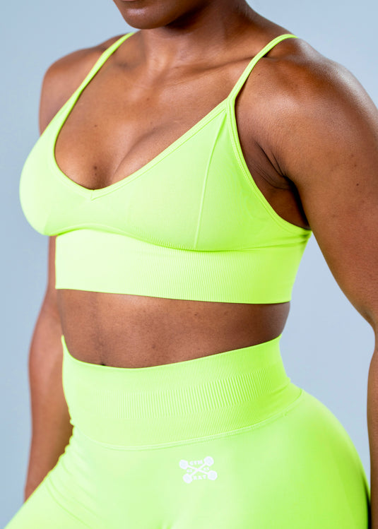 Women Seamless Knitted Classic Bra Volt Green