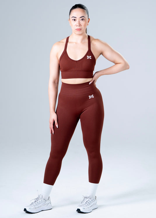 Women Seamless Sculpt Scrunch Leggings Brown