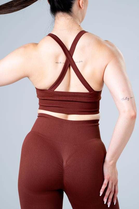 Women Seamless Sculpt Cross Bra Brown
