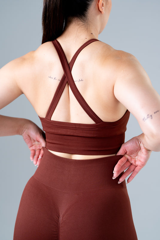 Women Seamless Sculpt Cross Bra Brown
