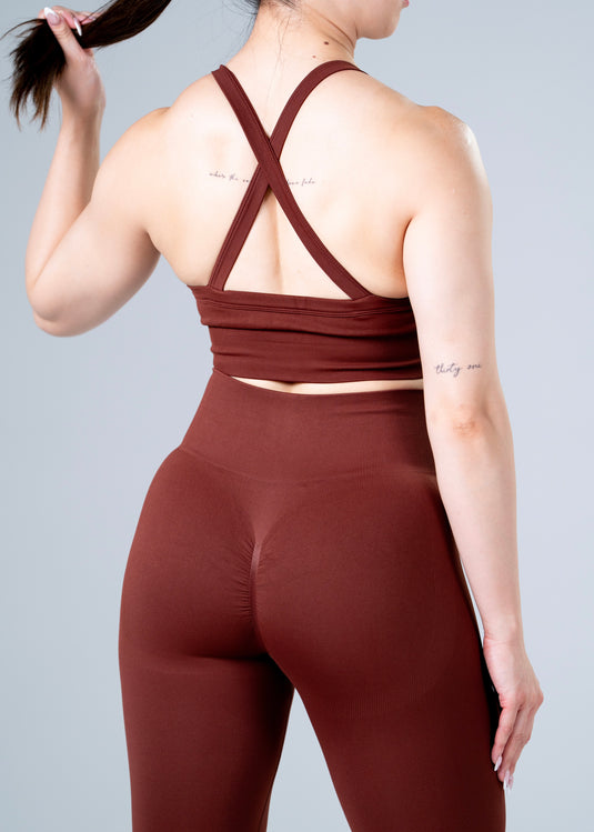 Women Seamless Sculpt Scrunch Leggings Brown