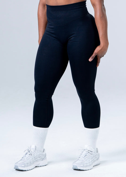 Women Seamless High-Waist Scrunch Leggings Black