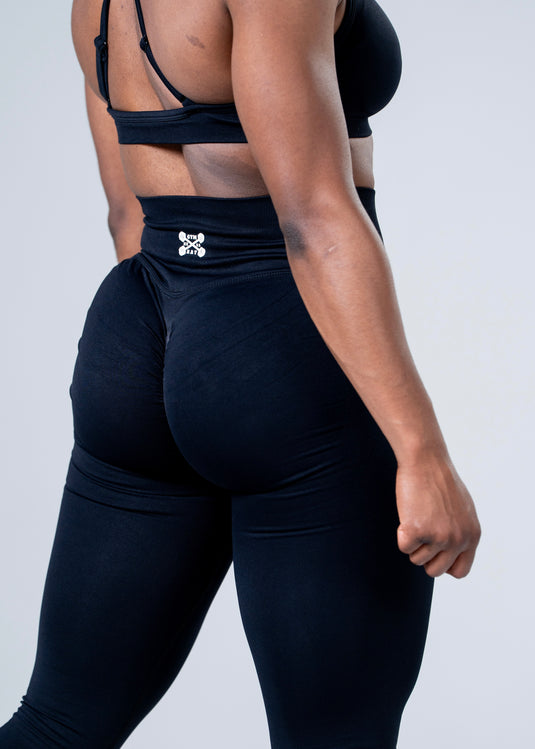 Women Seamless High-Waist Scrunch Leggings Black