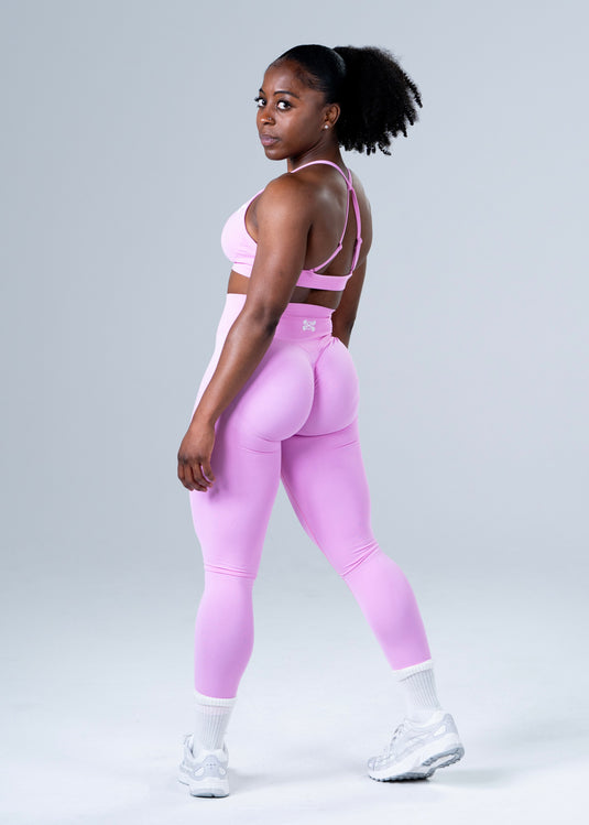 Women Seamless High-Waist Scrunch Leggings Light Pink
