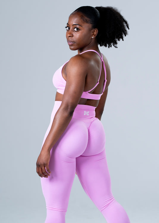Women Seamless High-Waist Scrunch Leggings Light Pink