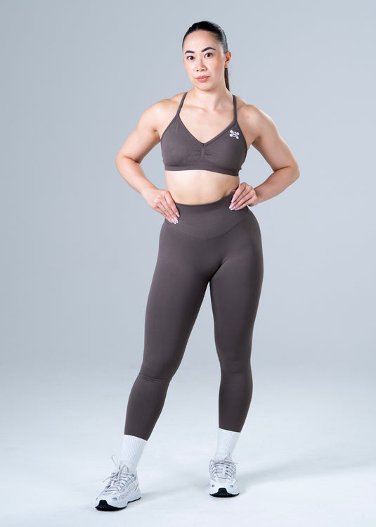 Women Seamless High-Waist Scrunch Leggings Khaki