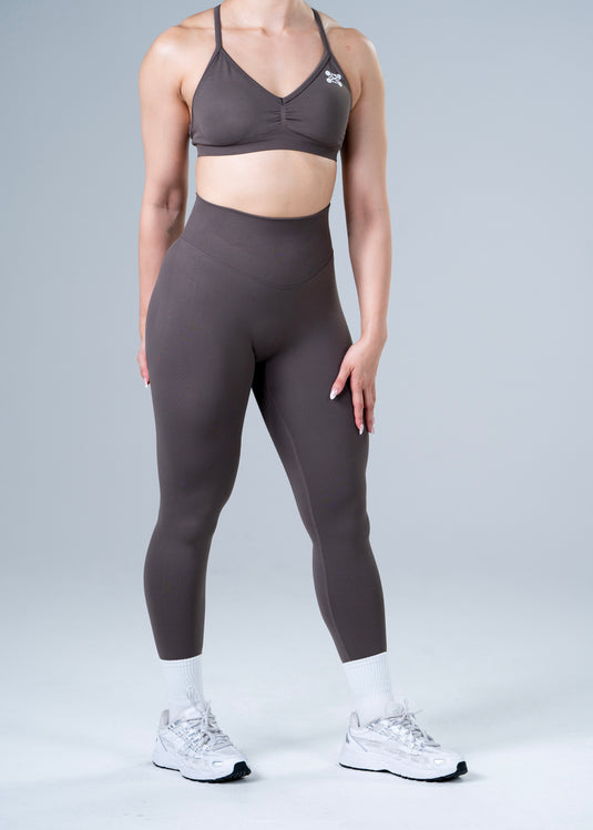 Women Seamless High-Waist Scrunch Leggings Khaki