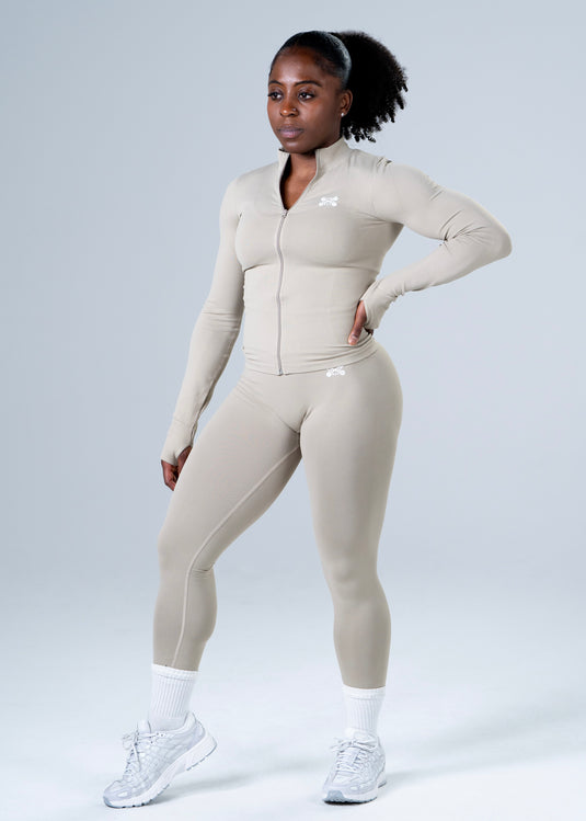 Women Perfomance Seamless Jacket Beige