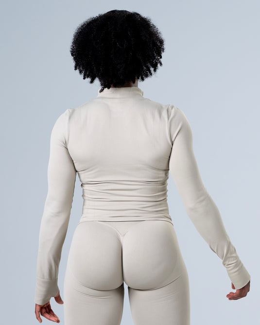 Women Perfomance Seamless Jacket Beige