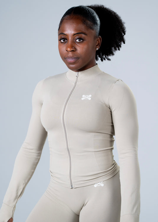 Women Perfomance Seamless Jacket Beige