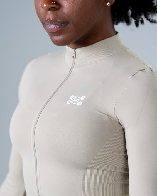 Women Perfomance Seamless Jacket Beige