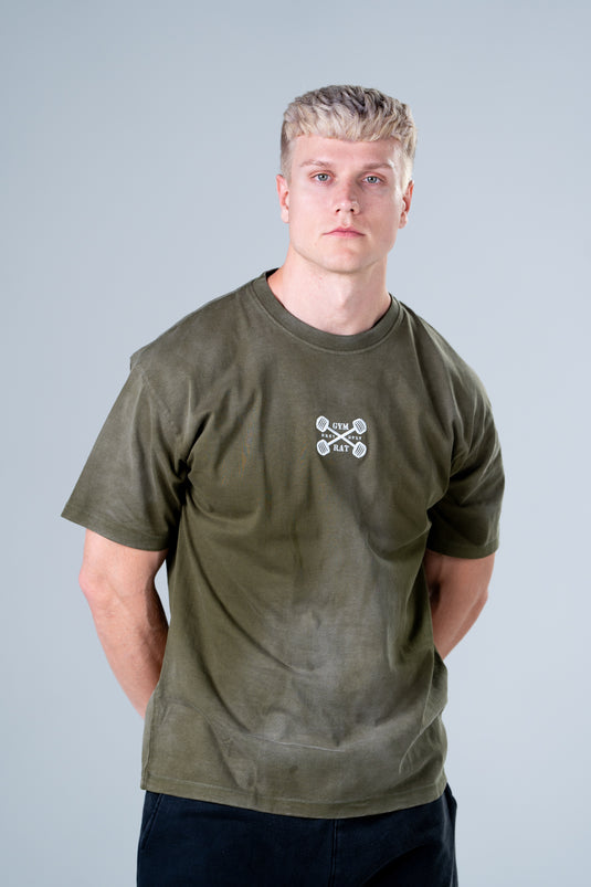Men Oversized Heavyweight Vintage T-shirt Army Green