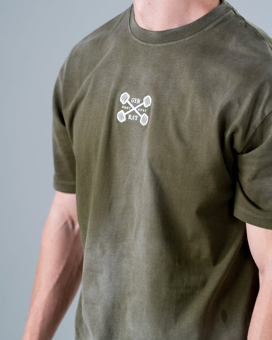 Men Oversized Heavyweight Vintage T-shirt Army Green