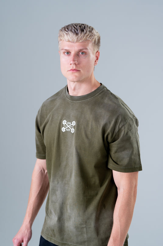 Men Oversized Heavyweight Vintage T-shirt Army Green