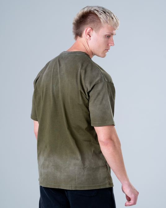 Men Oversized Heavyweight Vintage T-shirt Army Green