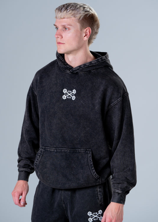 Men Oversized Heavyweight Vintage Hoodie Black