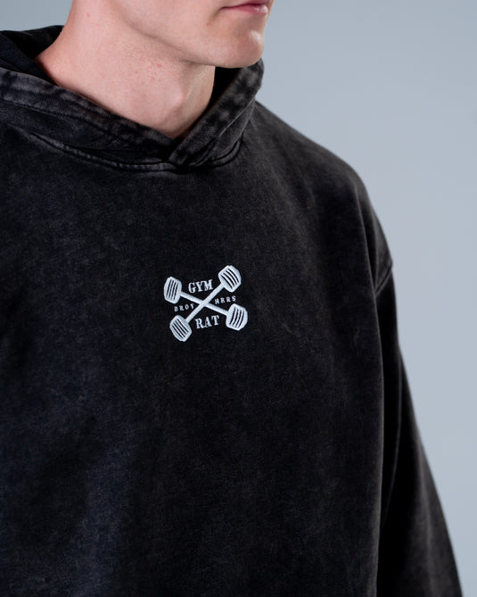 Men Oversized Heavyweight Vintage Hoodie Black